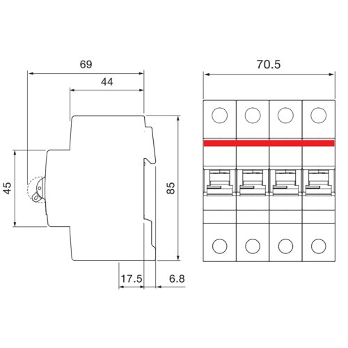 Автоматический выключатель 4-п Abb SH204-B63 6kA 2CDS214001R0635