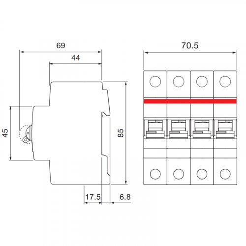 Автоматический выключатель 4-п Abb SH204-C0,5 6kA 2CDS214001R0984