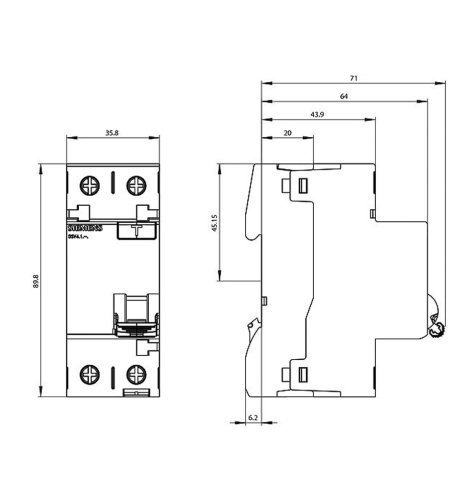 Дифреле Siemens АС 2P 25А/30МА 230В, 5SV4312-0