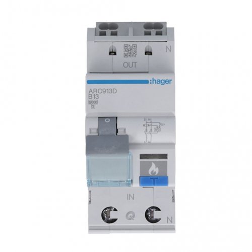 Автоматический выключатель с дуговой защитой AFDD, 1P+N 6kA B-6A, Hager ARC906D