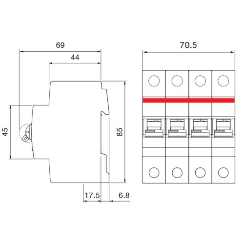 Автоматический выключатель 4-п Abb SH204-C20 6kA 2CDS214001R0204